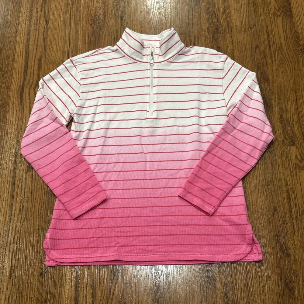 T by Talbots Pink Ombré Striped 1/4 Zip (M)